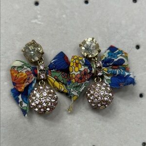 JCrew Floral Bow Crystal Earrings